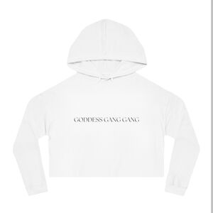 White Hoodie with 'Goddess Gang Gang' Print